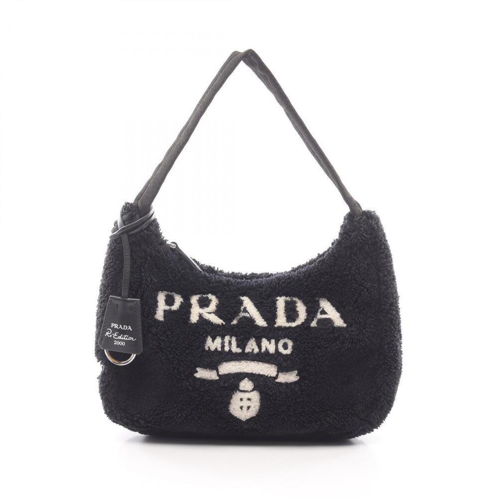 Prada Tessuto Re Edition Spugna Shoulder Bag Black White